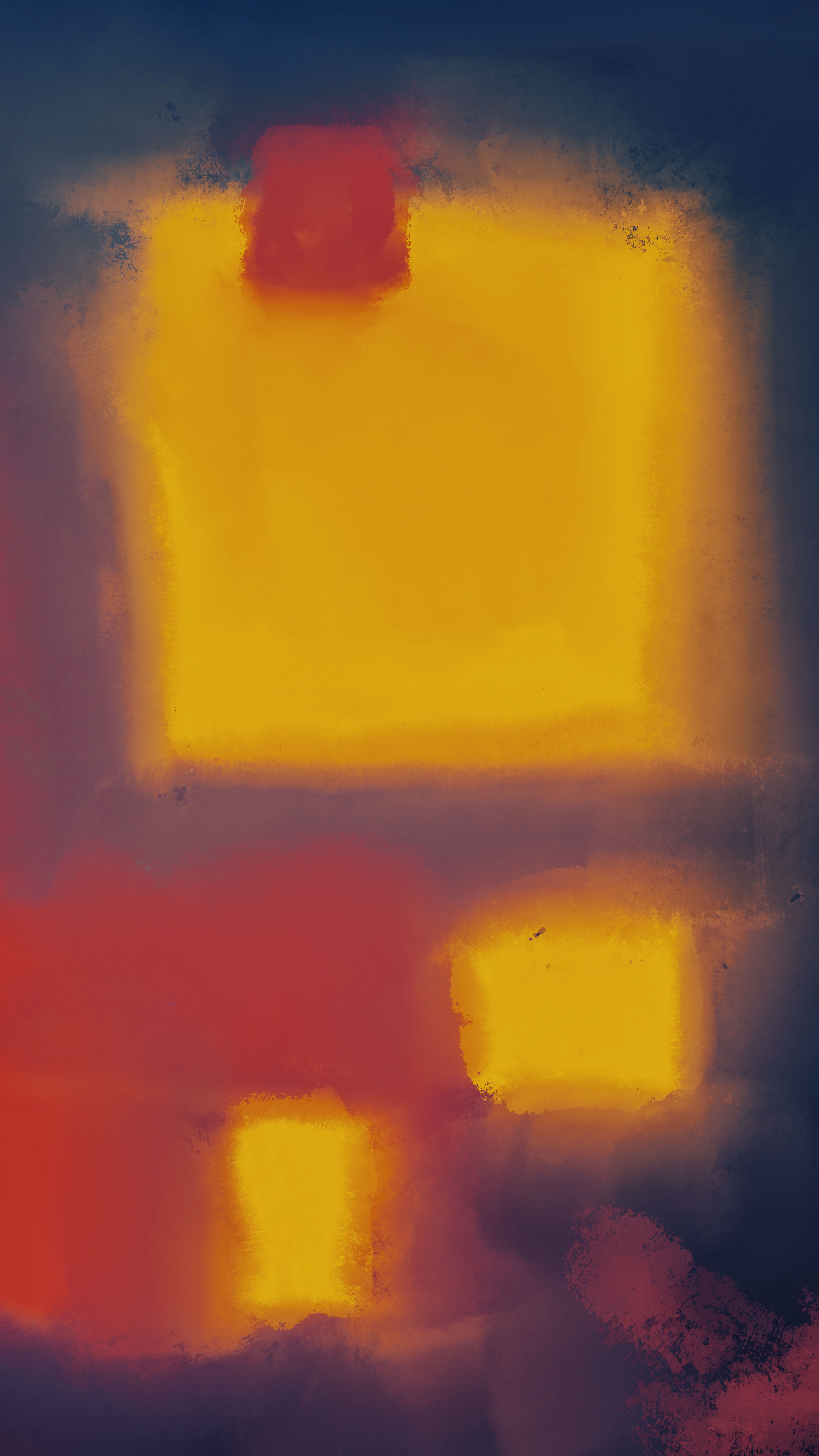 Vibrant Abstract Painting Featuring Bold Geometric Shapes In Warm Colors, Reflecting An Expressionist Style.