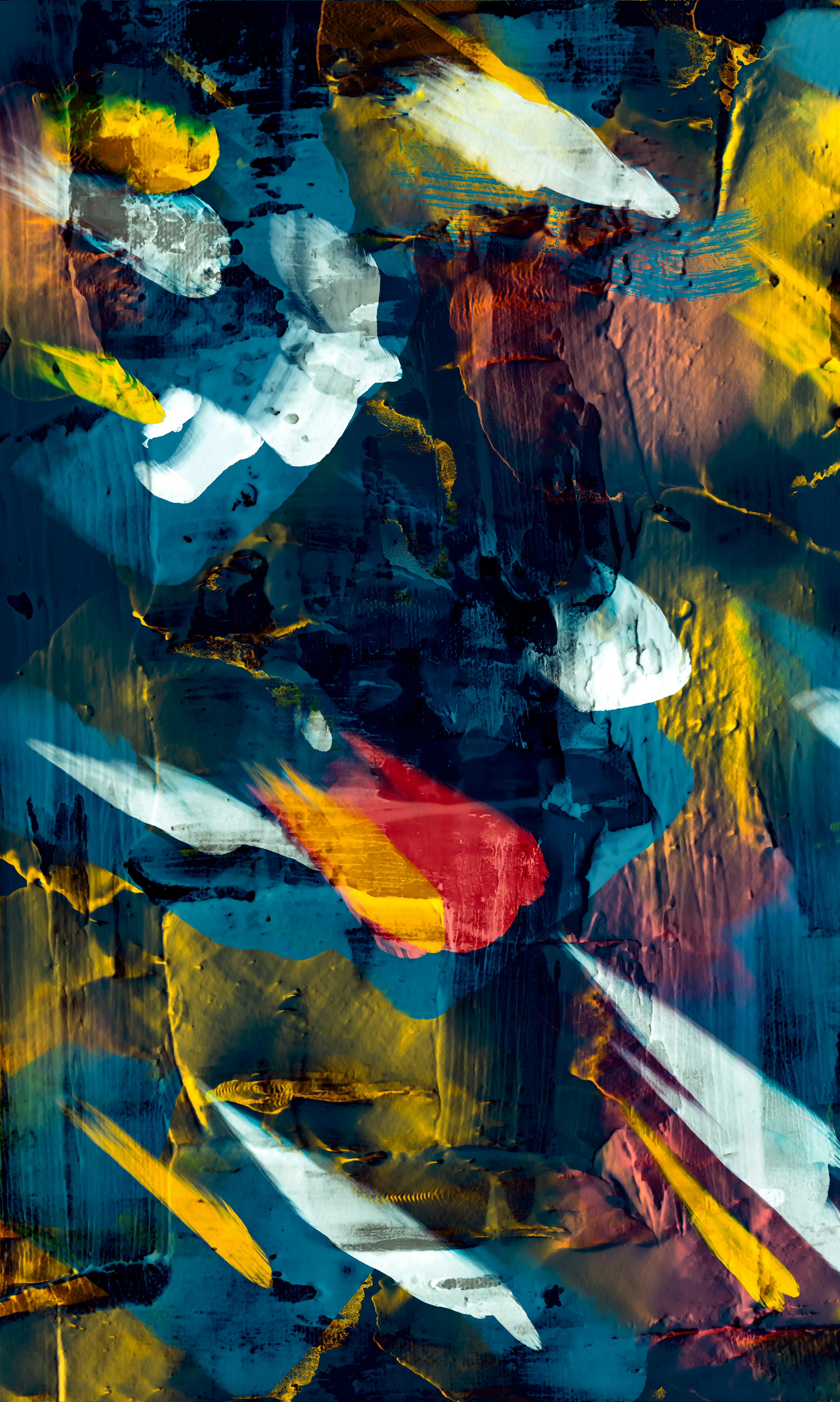 Vivid Abstract Expressionist Painting With Bold Brushstrokes And Textured Layers.