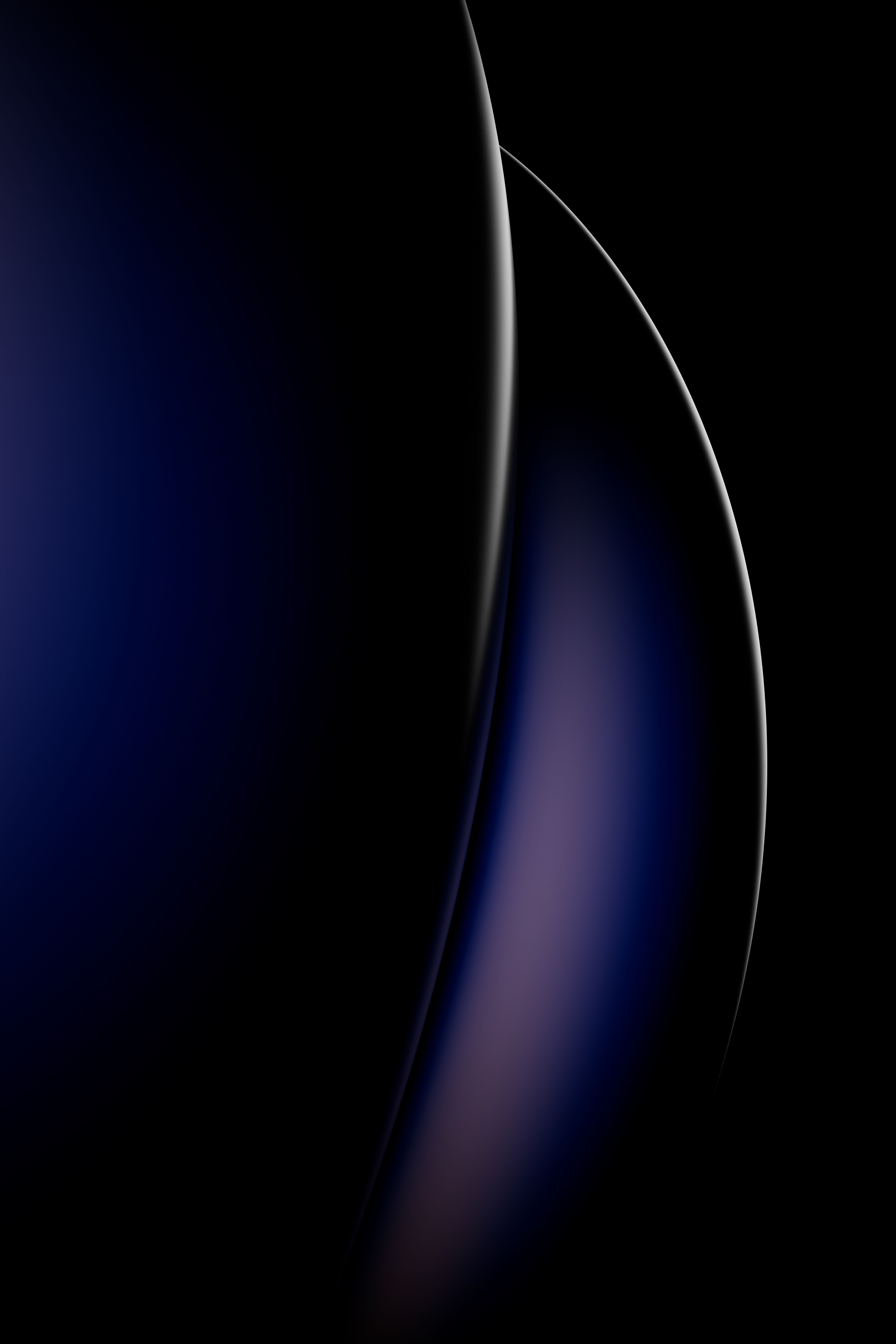 Sleek Abstract Art With Curved Dark Blue And Black Patterns, Perfect For Modern Decor.