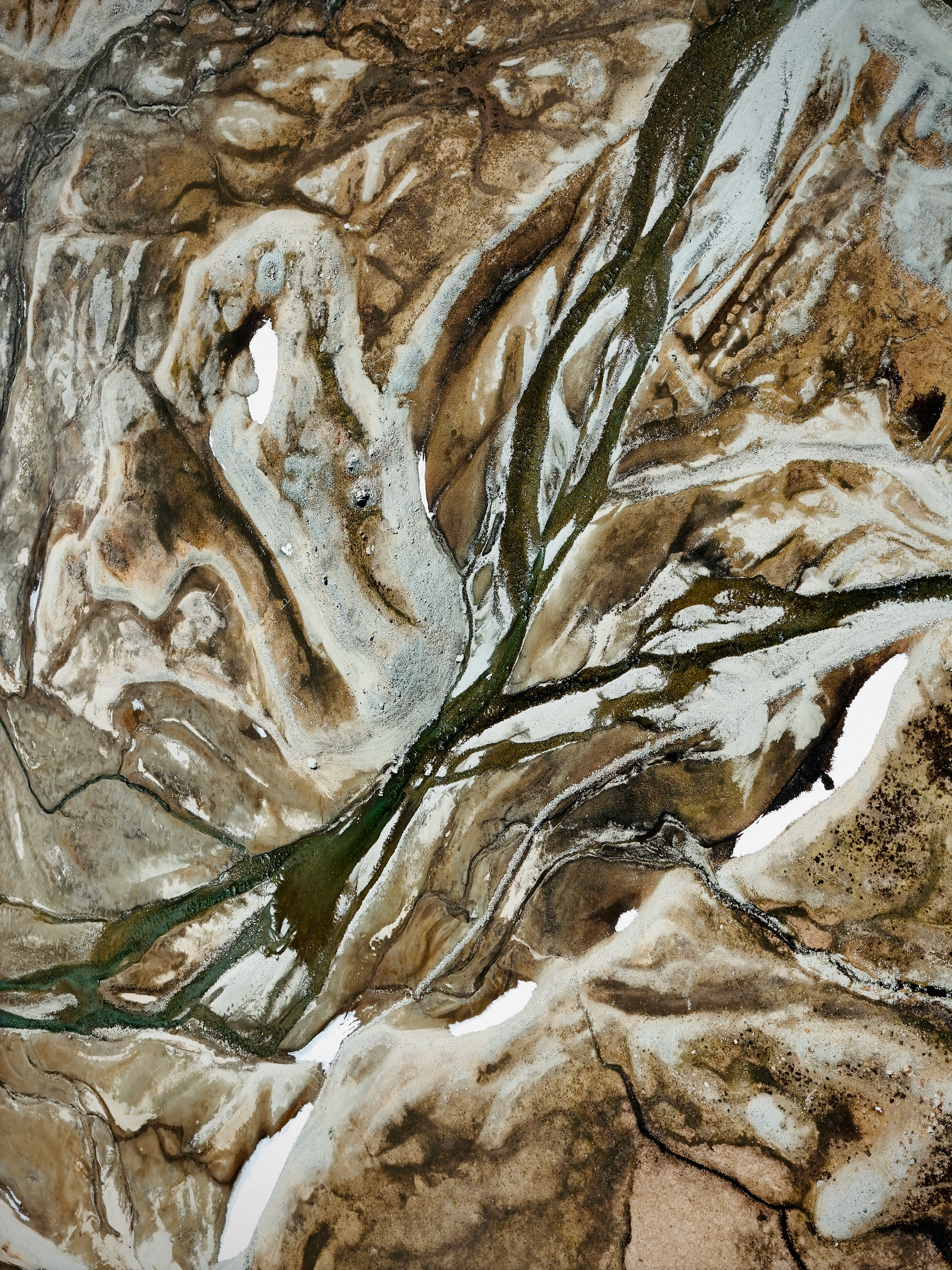 Aerial View Of A River Delta With Branching Streams HD mobile wallpaper