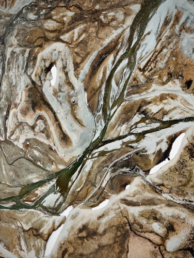 Aerial View Of A River Delta With Branching Streams
