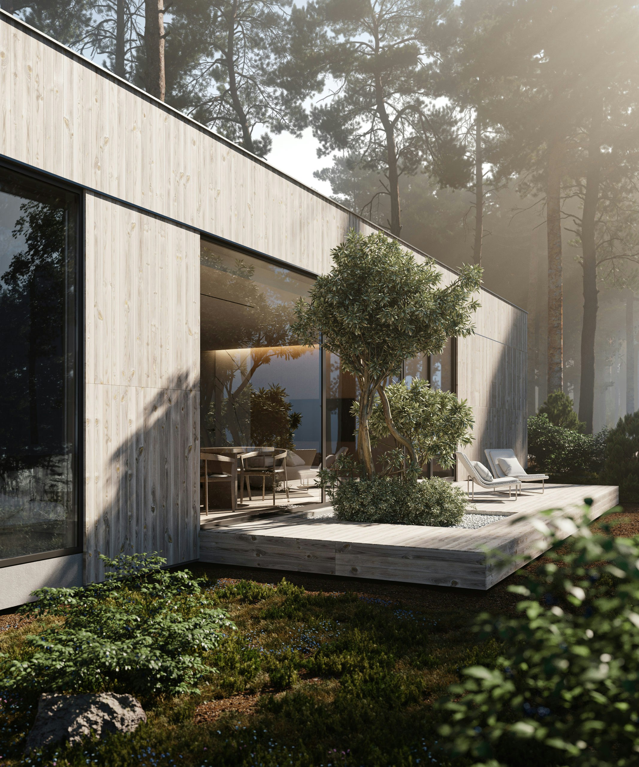 Alternative Angle Of A Contemporary Luxury Desert Villa Highlighting The Bold Architectural Volumes And Material Palette. 3D Exterior Architectural Visualization. HD mobile wallpaper