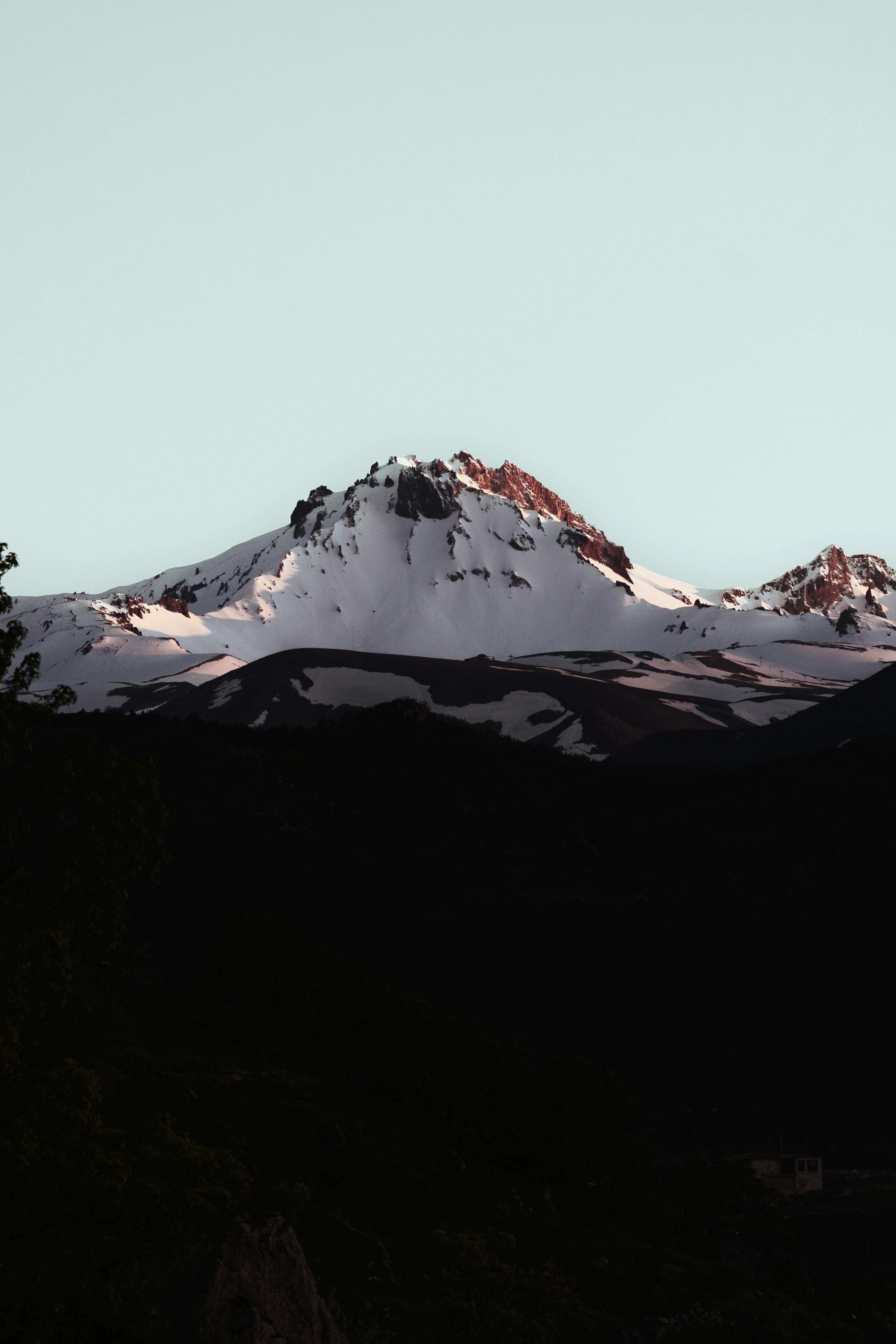 Snow-capped Mountain Peak Under A Clear Sky. HD mobile wallpaper