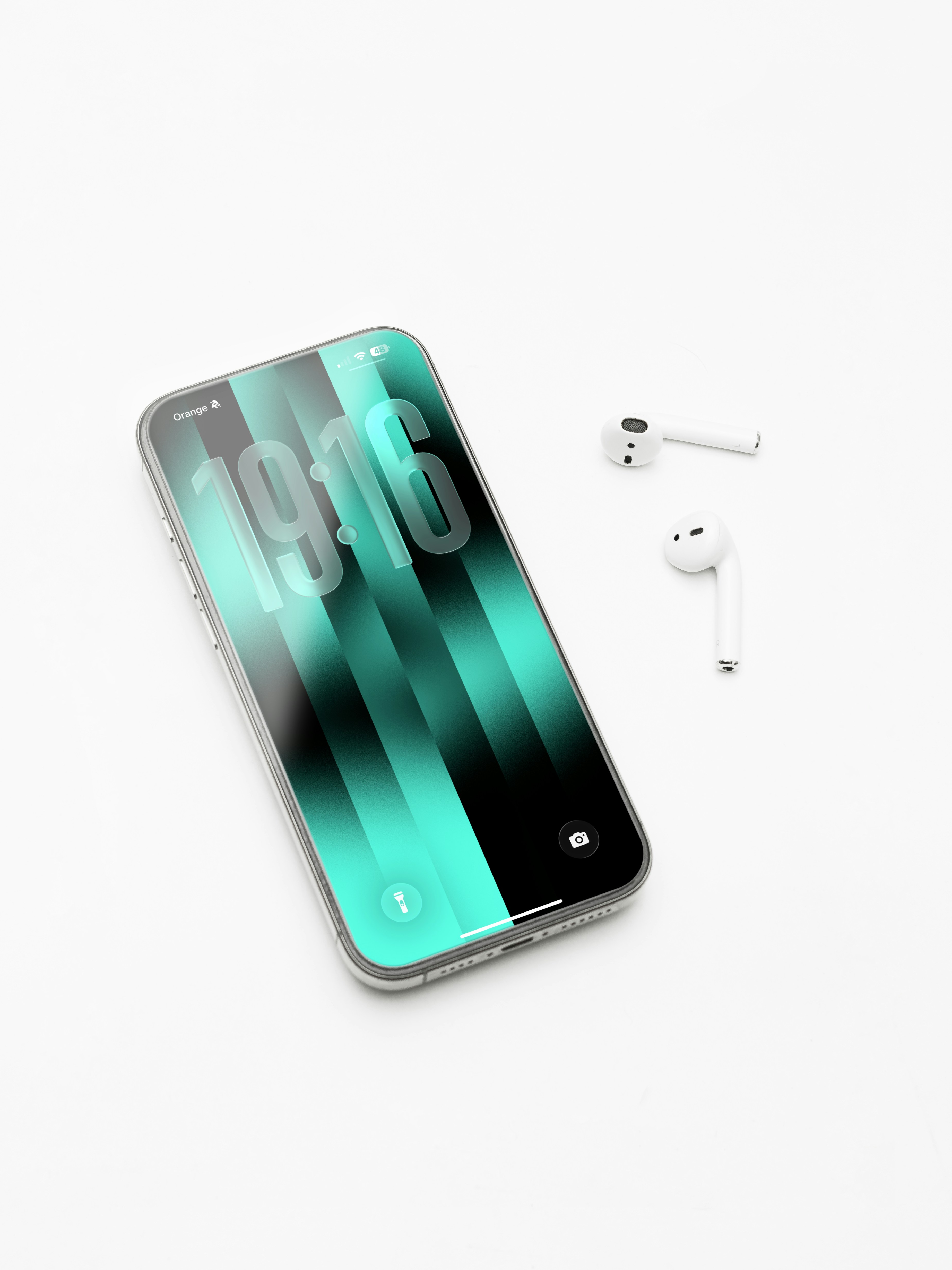 Iphone 17 Pro Max With AirPods On White Desk. HD mobile wallpaper