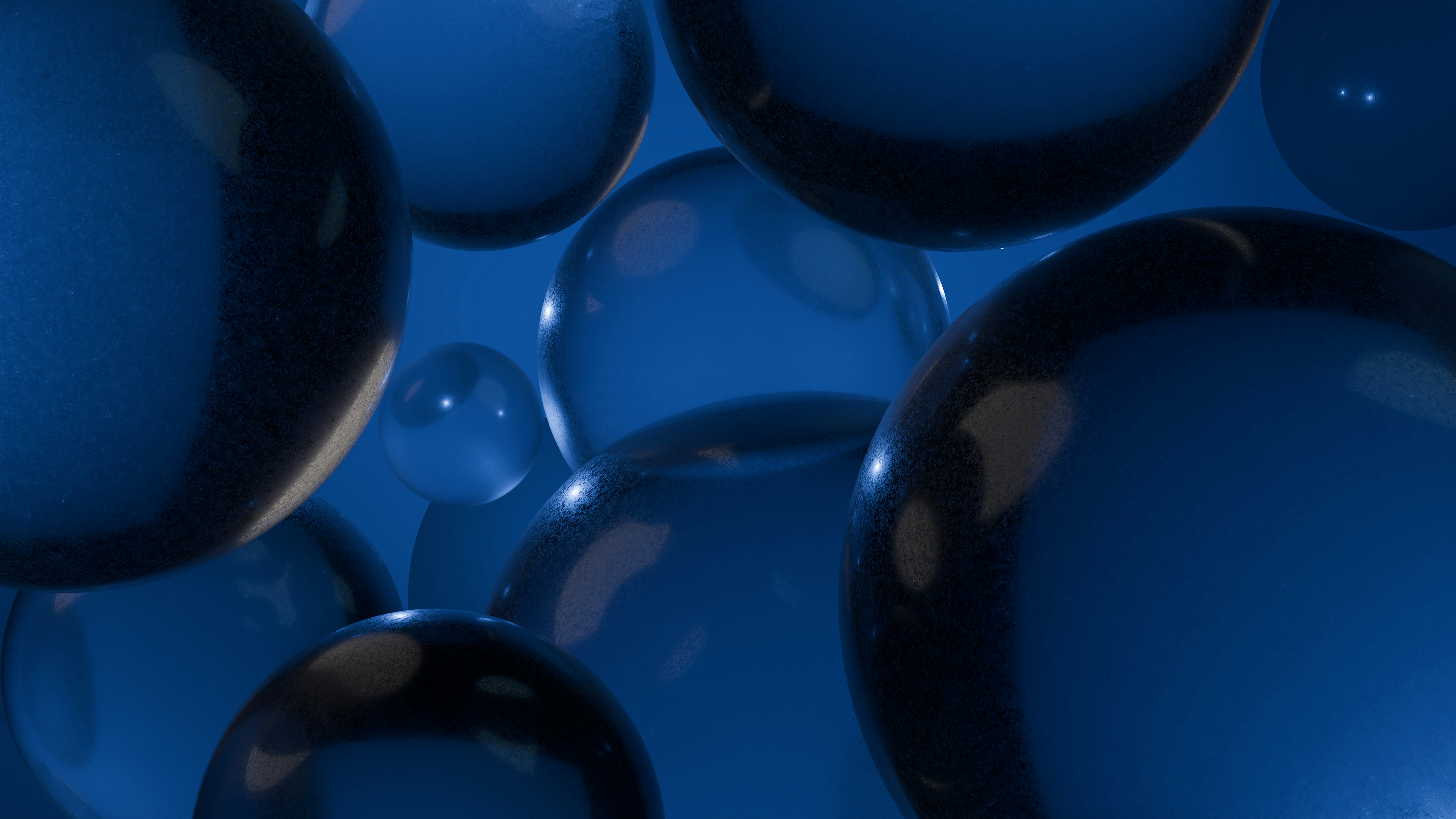 Numerous Blue Translucent Spheres Floating Against A Blue Background. HD mobile wallpaper