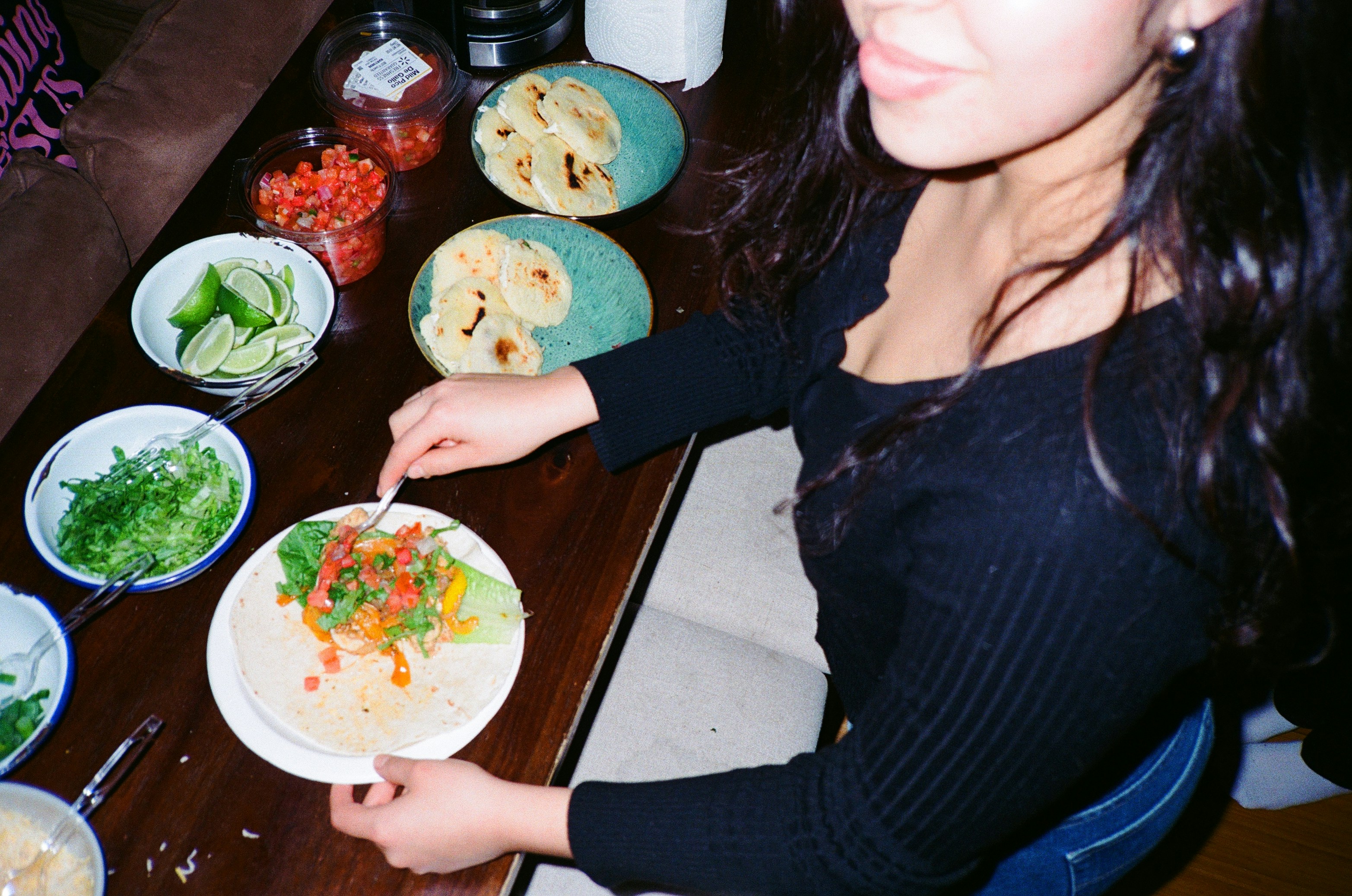 Woman Making Tacos With Fresh Ingredients HD mobile wallpaper