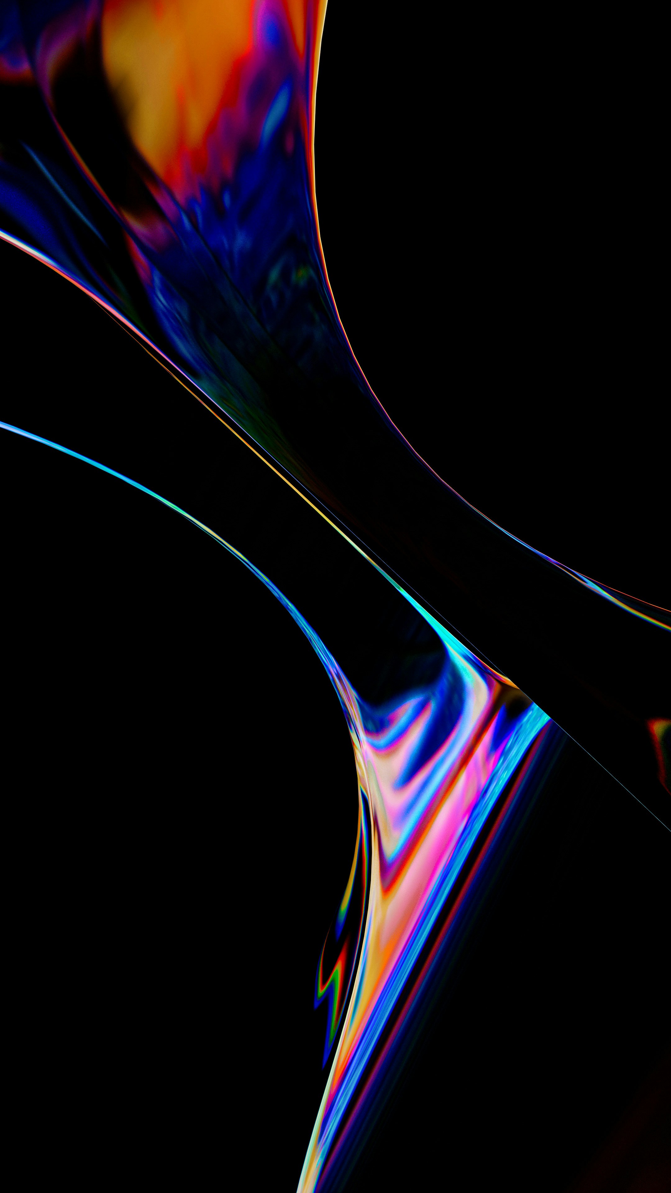 Iridescent Colorful Blobs Phone Wallpaper, 3D Render